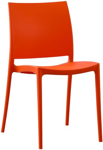 CLP Chaise de Jardin empilable et resistante aux intemperies Meton, Fauteuil avec Dossier, Resistant aux UV, Chaise exterieure en Plastique, Couleur:Orange