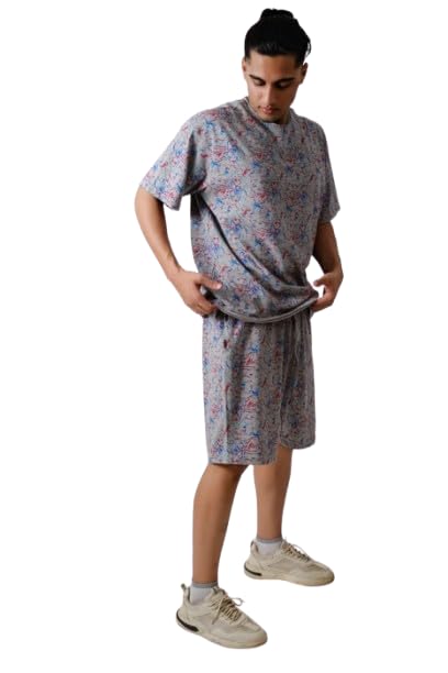 Co-ord Grey Fusion Oversized Set Majestic Classic Set Nightwear T-Shirt & Shorts Casual Wear | Night Outfits-image-20