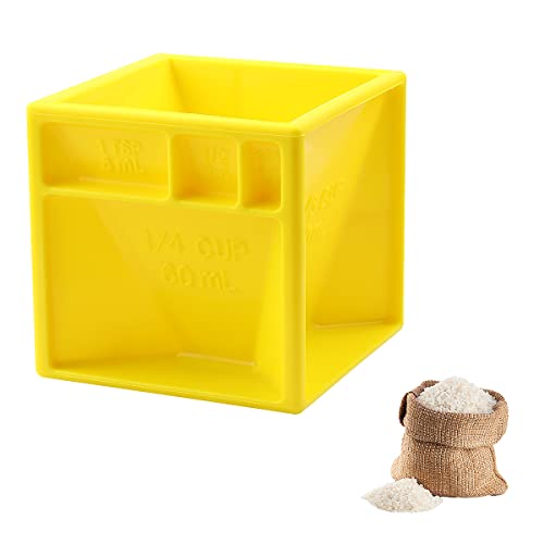 Jagowa Measuring Cups All-in-One Measuring Cube Cooking Measurements Tool for Liquids and Solids for Kitchen Yellow