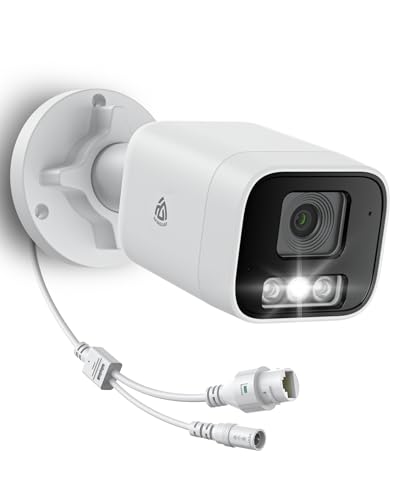 AKINGUAR 5MP Add-on Caméras de Surveillance PoE Extérieures, Caméra IP, Détection de Personnes/Véhicule, Audio Bidirectionnel, Vision Nocturne Colorée...