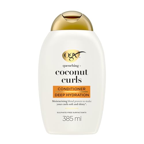 OGX Quenching + Coconut Curls Curl-Defining Conditioner, Nourishing Curly Hair Conditioner with Coconut Oil, Citrus Oil & Honey, Paraben-Free with Sulfate-Free Surfactants - 385ml, 1 Count