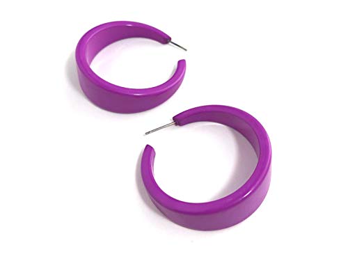Violet Shiny Lucite Retro Emily Hoops - EM-PU-6
