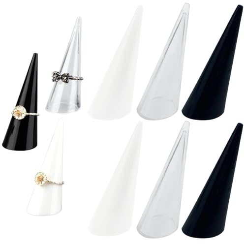 FYHJNC 6PCS Acrylic Ring Holder Ring Display Jewelry Ring Display Holder Cone Ring Holder Clear Finger Rings Show Stand Ring Display Showcase Display Stand for Jewelry