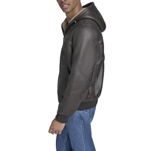 Levi's Men's Buffed Cow Faux Leather Hoody Bomber3