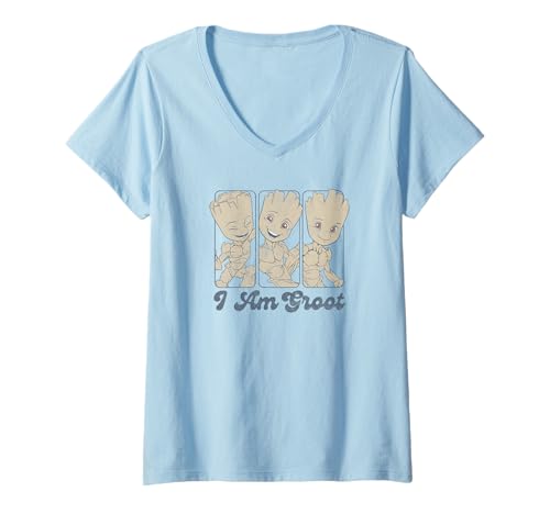 T-shirt col V Femme Marvel Guardians of the Galaxy motif rétro I Am Groot