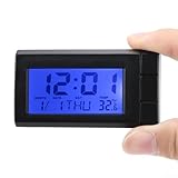 Honseadek Orologio da auto con display digitale LCD con termometro e funzione calendario, per installazione sul cruscotto, materiale ABS, alimentato a batteria