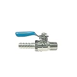 Nigo Industrial Co. AN99 Series Forged Brass Mini Ball Valve, Hose Barb, 180 Degree Operation Handle, Rated to 600WOG, 1/4' NPT Male x 5/16' Hose Barb