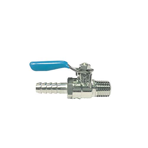 Nigo Industrial Co. AN99 Series Forged Brass Mini Ball Valve, Hose Barb, 180 Degree Operation Handle, Rated to 600WOG, 1/4