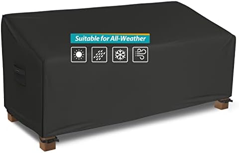 Patio Watcher 2 Seater Patio Loveseat Cover Durable and Water Resistant Waterproof Outdoor Loveseat Cover with Secure Buckle Straps-Black-76 L x 32.5" D x 33" H