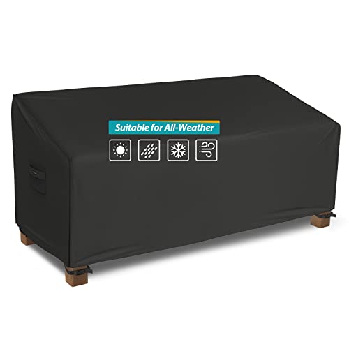 Patio Watcher 2 Seater Patio Loveseat Cover Durable And Water Resistant Waterproof Outdoor Loveseat Cover With Secure Buckle Straps-Black-76 L X 32.5" D X 33" H #TOP21