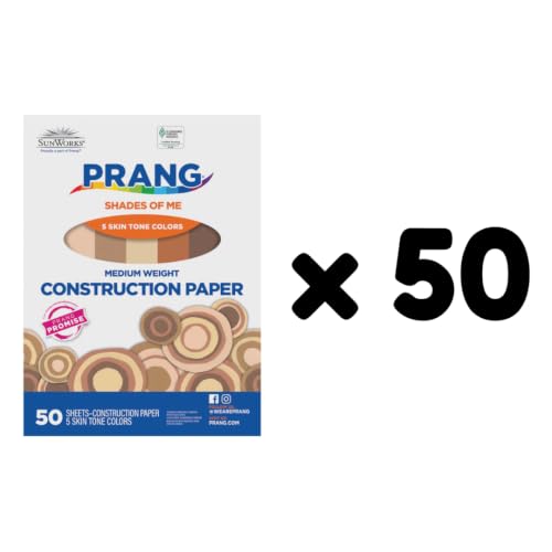 Image of Prang Construction Paper, Shades of Me, 9 inch x 12 inch, 50 /Pack, 50 Packs | Formerly SunWorks, Multicultural Craft Paper, Medium Weight, 5 Assorted Skin Tone Colors, 2500 Sheets Total, P9509