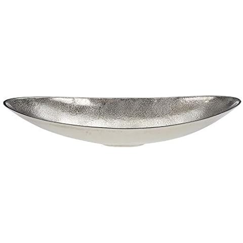 DRULINE Dekoschale Obstschale zur Dekoration Essen Snacks Süßigkeiten Schiff Oval Esszimmer, Wohnzimmer aus Aluminium | L x B x H 50 x 19 x 9.5 cm Cover
