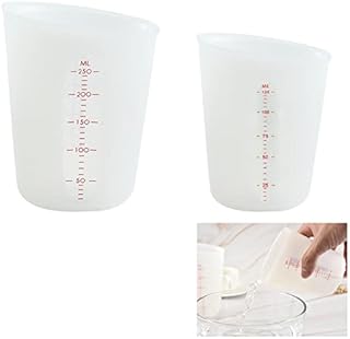 2 Pcs Silicone Measuring Cups 250ml 125ml Resin Mixing Cups Precise Scale Clear Graduated Cups for Kitchen, Cooking, Baking, Epoxy Resin