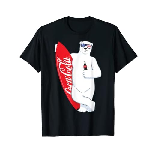 Coca-Cola American Flag Polar Bear Surfer Camiseta