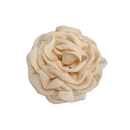 Image of Dainty Fabric Peony Flower Brooches Pin Delicate Camellia Flower Brooch Classic for Women Wedding Party Dance Banquet Elegant Lapel Pins Dress Suit Ceremony Clothes Accessories Jewelry Gifts 100mm