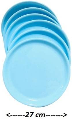Everbuy Stain Resistant Round Blue Full Size (27 cm) Plates Set for Lunch Dinner Picnic Office Canteen Birthday Parties Made in India (Pack of 12, Microwave Safe) 4 31uJCk6VtUL