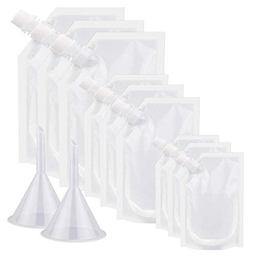 Plastique boissons flacons Moonvvin 10 pièces liqueur Pouch escamotables Pochette à boire réutilisable 1000 ml pour fête de Noël avec entonnoir Plastique de boisson, plastique, 15 Pcs-3 Size, normal