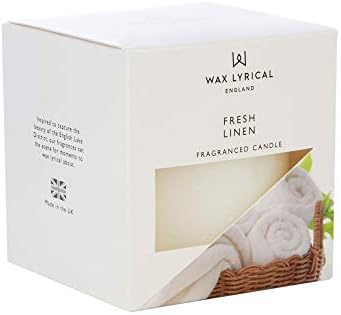 WAX LYRICAL Scented Pillar Candle Fresh Linen. Burn Time Approx 60 Hours