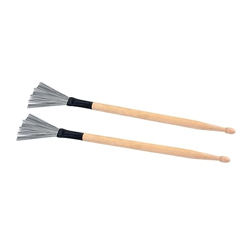 2 piezas de baquetas para batería con cepillo de alambre de acero, para principiantes y jazz miniatura 7