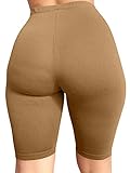 BORIFLORS Women's Sexy Athletic Workout High Waist Gym Biker Shorts, X-Large,Khaki