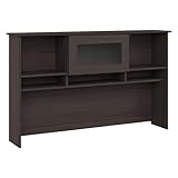Bush Furniture Cabot 60W Desk Hutch in Heather Gray, Attachment with Shelves and Cabinet for Home Office