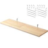SEVENY 1 Pack Pine Wooden Pegboard Shelf Wall Organizer,Shelves for PegBoard, Wooden Board for Walls Home, Garage Tool Storage, Office Organization, Kitchen, Craft Room, Garden, Garage,Large