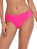 Ocean Blues Women's Hot Pink Strappy Bikini Bottom Full Coverage Swim Briefs Size Large