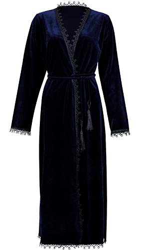 BellisMira - Albornoz de Terciopelo Arrugado para Mujer, Color Azul y Rojo (se Puede Comprar por Separado) Azul Túnica - Azul M