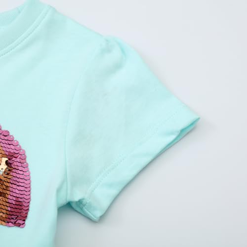 Image of Girls Cotton Long Sleeve Casual Cartoon Appliques Striped Jersey Dresses