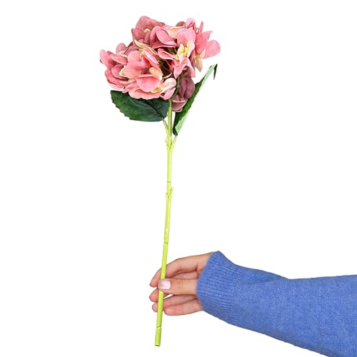 Image of Art Street Artificial Pink Hydrangea Flower Stick for Vases| Faux Flowers| Ideal for Home Decor, Items for Living Room, New Year Decor| 6 Head Flower|Size: 18 Inch (Set of 1)