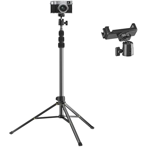 67" Camera Tripod Stand, Compact Tripod for Camera with Phone Holder & Ball Head, Portable Aluminum DSLR Tripods for Cell Phone, Video Recording, Filming, Vlogging Cover