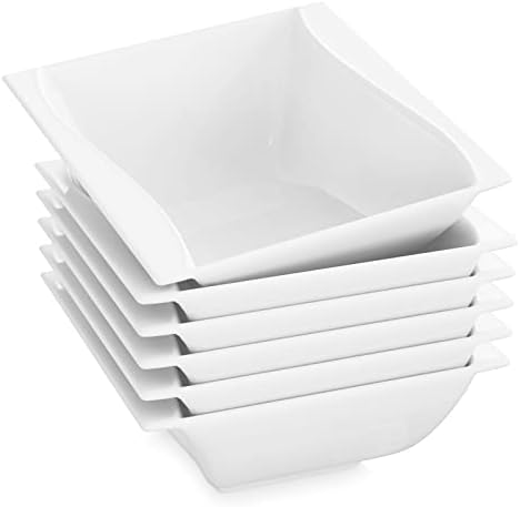 MALACASA, Series Flora, 6-Piece 5.75" Bowls Ivory White China Porcelain Cereal Bowl Dessert Bowl Rice Bowl(14 * 14.5 * 5.5cm), Service for 6