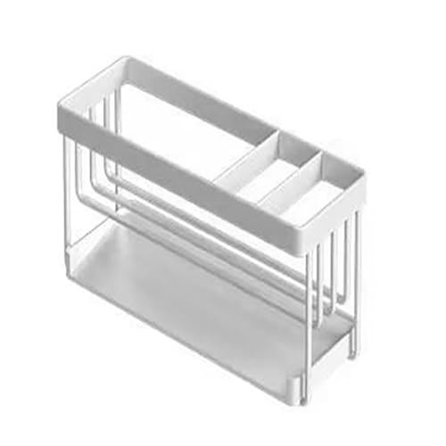 Ldafava Organizador de Fregadero de la Cocina Costilla de desagüe de Esponja de encimera Multifuncional Ventana de alféizar de alféizar de alféizar con Bandeja de Goteo para Hierro (Blanco)