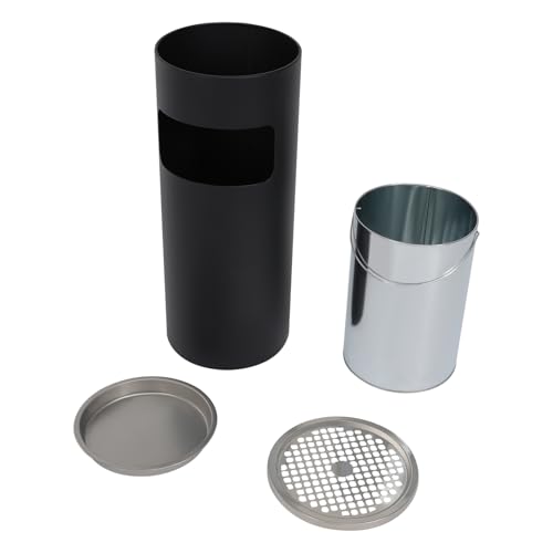 Miniatura 9 de Pattenllevi Cubo De Basura Con Cenicero De Pie, 25 X 61 Cm, Cubo Interior Extraíble, Cubo De Basura De Acero Inoxidable 2 En 1, Facilita La Eliminación De Colillas, Cubo De Basura De Acero Inoxidable