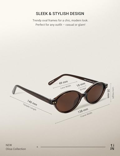 TIJN Olisa Retro Oval Sunglasses for Women Men,Polarized UV Protection Shades,Stylish Frame Sun Glasses,2025 Trendy Sunnies