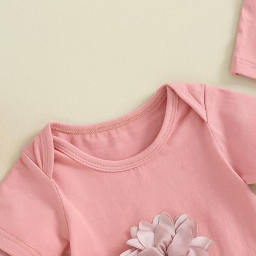 Infant Baby Girl 3D Floral Cotton One Piece Overall Romper with Hat Toddler Baby Long Sleeve Onesie Jumpsuit4