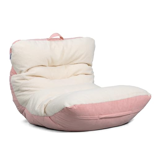 Big Joe Poltrona a sacco Roma in sherpa avena e rosa del deserto, pelle scamosciata vegana, 90 cm