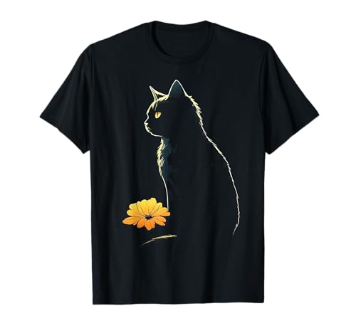 Œuvre d'art de Chat - Fleurs d'art Motif Chat Animal Chat T-Shirt