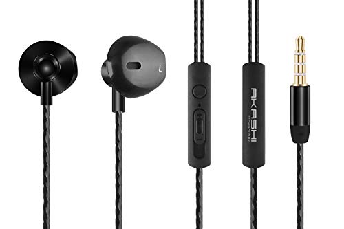 Akashi Technology - Auriculares con Cable y Micrófono Headphone Sonido Estéreo Compatible para Samsung, Huawei, XiaoMi, PC, MP3/MP4 Android - Negro Cover