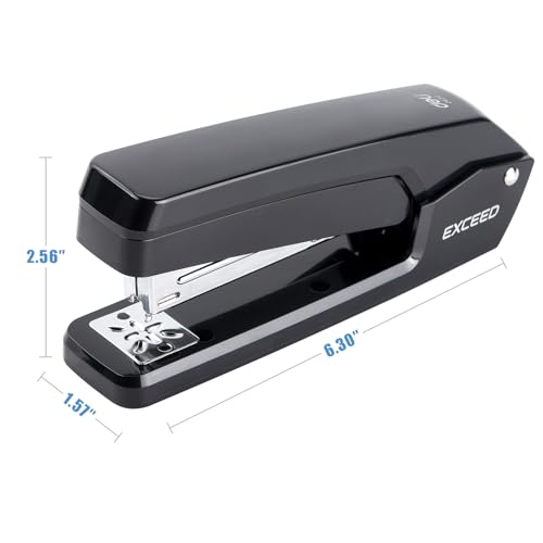 Deli/EZWORK Swing-Arm Swivel Stapler, 25 Sheets Capacity, 360 Degree Rotate Desk Staplers with 1000 Staples for Booklet or Book Binding, Black