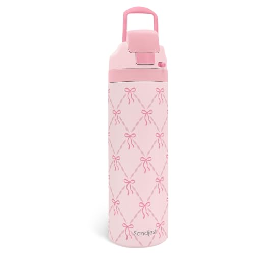 Image of Bow Insulated Stainless Steel Water Bottle with Straw for Sports and Travel 24 Ounces for Women Girls Friends Teens Birthday
