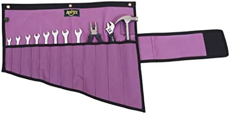 12 Pocket Wrench & Tool Roll Up Pouch Organizer Bag Handmade Waterproof PVC Laminated Ballistic Polyester Canvas for Craftsman Gear Drive Users Ready Portable Storage Round Easy Grip | Violet