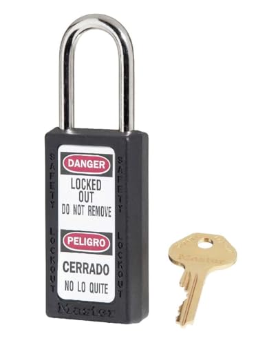 Image of NMC MP410BK Danger Locked Out DO NOT Remove Padlock- 3 in. Zenex, 1.50 Steel Shackle Corrosion Resistant Lockout Padlock in Black
