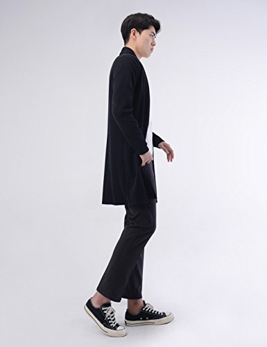 NEARKIN (NKNKTNC803 Mens Slim Cut Look Knitwear Shawl Collar Long Cardigan Sweater Black US M(Tag Size M)