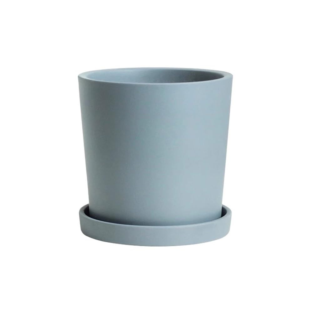 LIBANGRONG-888 Plant Pots Greyish Blue Round Flower Pot, with Saucers Trays and Drainage Hole, Desktop Ceramics Plant, for Bedroom Windowsill Garden Flower Planter Pot