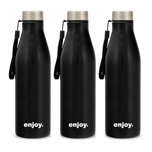 Image of Clay Craft VACBOTT Bingo Single Walled Non Insulated Water Bottle-1200ML, 3-Piece(Black) Leak Proof | Easy Grip |Easy To Carry| Gym Bottle | Home | Kitchen | Hiking | Treking Bottle | Travel Bottle