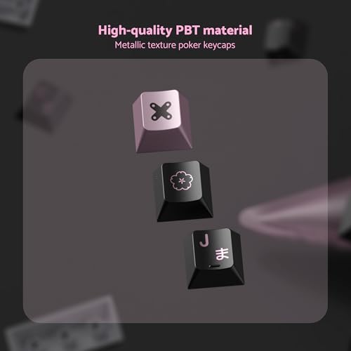 Image of dagaladoo PBT Keycaps with Metal Paint,112-Key Black /Pink Custom Keycap Set dye Sublimation,Cherry Profile Key caps for 61 /64 /66 /68 /75 /84 /87 MX Switches Mechanical Keyboards