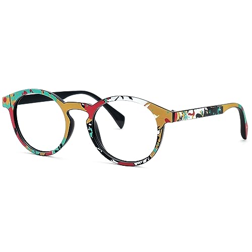 Zeelool Unisex Chic TR90 Round Blue Light Blocking Glasses Street-Artist ZVFT0271-05 Yellow-Red