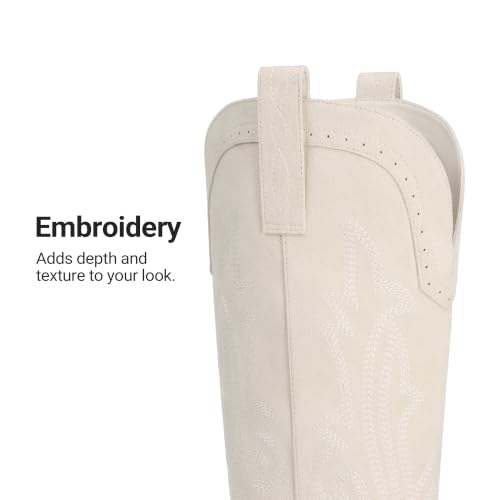 Image of DREAM PAIRS Women's Embroidered Western Pull-On Knee-High Cowboy Boots