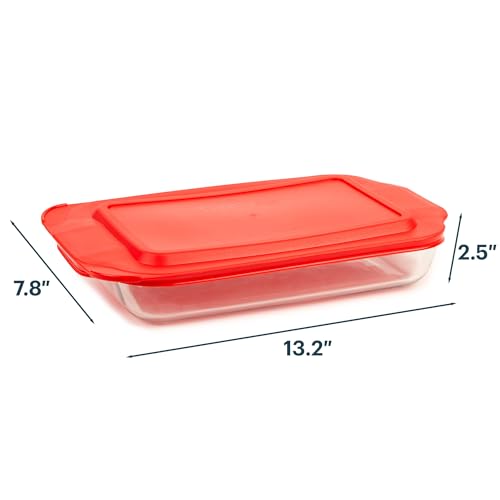 Image of Pyrex Basics 2-Qt Glass Baking Dish with Lid, Tempered Glass Baking Dish with Large Handles, Non-Toxic, BPA-Free Lid, Dishwashwer, Microwave, Freezer and Pre-Heated Oven Safe